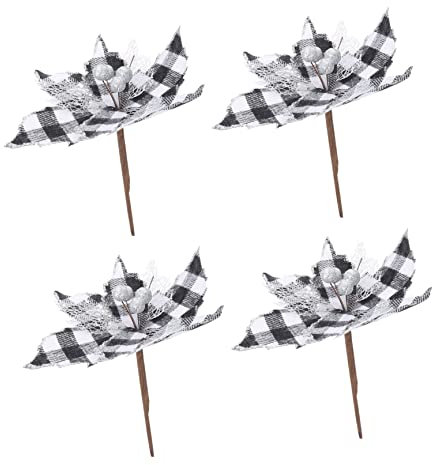 ERINGOGO 4stücke Teiliges Weihnachtsbaum Dekorative Blumen Glitzer Künstliche Blumen Ornamente Für Christbaum Und -projekte Festliche Weihnachtsdeko Für Partys Und Hochzeiten