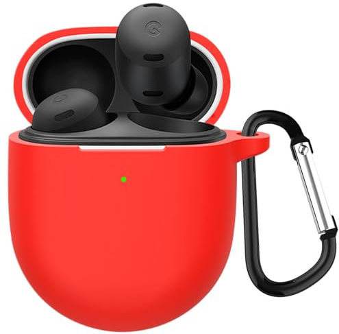 TOORQR Kompatibel mit Google Pixel Buds Pro 2/Buds Pro Hülle Kopfhörer Case,Schützende Flüssig Silikon Hülle für Pixel Buds Pro 2 Silikon Cover,Front-LED Sichtbar, Kratzfest,Leicht zu Reinigen (Rot)