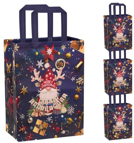 4pcs Large Gift Bags for Christmas, Fabric Tote Bags with Handle Reusable Christmas Shopping Bags for Gift Wrapping Delivering