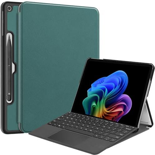 Gyulin Case for Microsoft Surface Pro 12-inch 1st Edition 2025, Multiple Angle Polyester Slim Light Shell Case Cover for Surface Pro 12 Tablet,Compatible with Type Cover Keyboard Blackish green