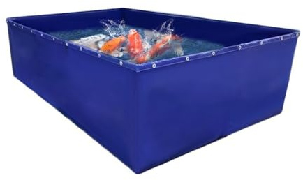 Laghetto per Pesci Rettangolare Pieghevole in Tela - Vasca temporanea per l'allevamento di Koi, Serbatoio di stoccaggio dell'Acqua, Piscina Portatile per l'irrigazione del Giardino (4x2x1,5
