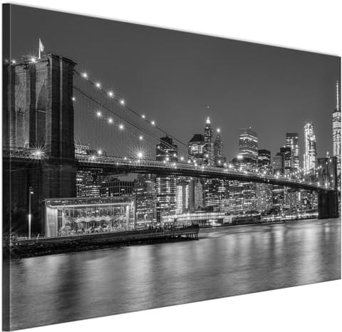LUMASOUL Wandbilder Wohnzimmer Leinwandbild New York 120x80 cm | 1-teiliges Bild für Schlafzimmer, Flur, Büro und Küche, modernes Foto-Motiv