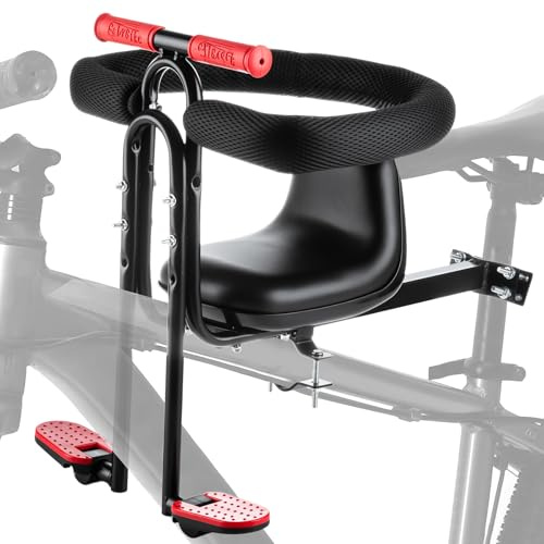 MindWissUp Mountainbike Kindersitz, Fahrrad Kindersitz Vorne mit Armlehnen Fußpedal-Geländer Verstellbarer Tragbarer Kinderfahrradsitz für 20 kg Kompatibel mit Alles Erwachsene MTB