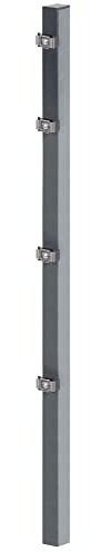Alberts 677732 Zaunpfosten mit Klemmlasche und Zubehör | feuerverzinkt, anthrazit kunststoffbeschichtet (RAL 7016) | Länge 2250 mm | 60 x 40 mm
