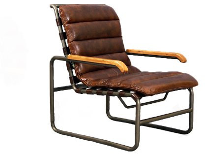 Designsessel New Brunswick Stahlrohr Vintage Leder Echtleder Sessel