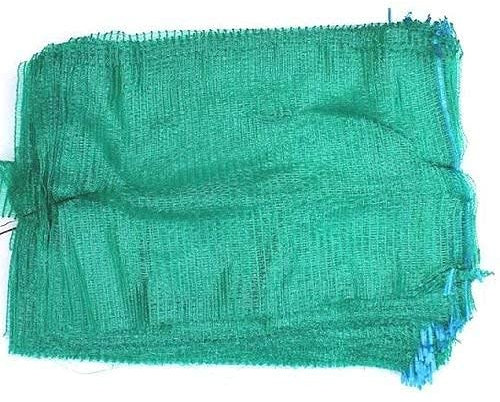 100 Green Net Sacks 42 Centimeter x 60 Centimeter 15 Killogram with Drawstring Raschel Bags Mesh Vegetables Logs Kindling Wood
