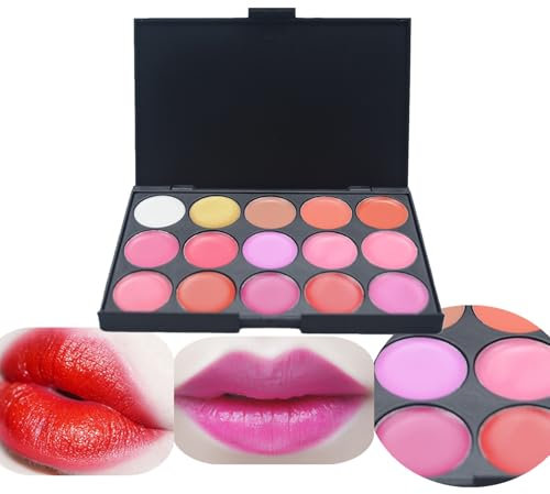 Pure Vie® 15 Colori Rossetti Lucidalabbra Palette Trucco - Adattabile a Uso Professionale che Privato
