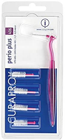 Curaprox Interdentalbürsten-set CPS 406 Perio – Für Größere Zwischenräume & Empfindliches Zahnfleisch | Inklusive 5 Bürsten & Abgewinkeltem Halter | Lila | in Der Schweiz Hergestellt