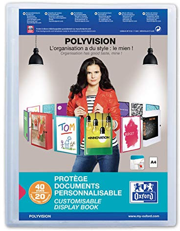 Oxford Sicht-Buch A4, Polyvision, Präsentations-Mappe mit 20 Hüllen, transparent, farblos, 1 Stück