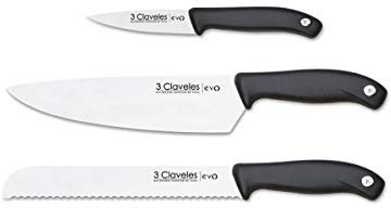 3 Claveles EVO Set de Cuchillos, Acero, 1 cm