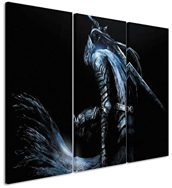 Leinwandbild 3 teilig Dark_Souls_3x90x40cm (Gesamt 120x90cm) _Ausführung schöner Kunstdruck auf echter Leinwand als Wandbild auf Keilrahmen