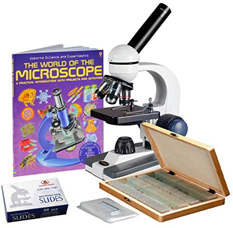 M150C-PS100-WM-50P100S 40x-1000x Metallrahmen Lernset Monokular schnurloses Mikroskop Schüler Studenten koaxialen Grob- und Feintrieb LED Beleuchtung Objekträger Dauerpräparate, Buch