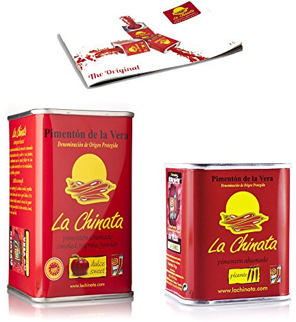 Pimentón de La Vera Ahumado pack La Chinata lata Dulce 160g y lata 70g Picante