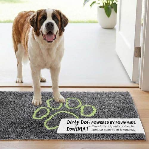 Dog Gone Smart Dirty Dog Microfiber Doormat, Super Absorbent Machine Washable with Non-Slip Backing, XL, Cool Grey