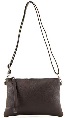 modamoda de T186 Damen Leder Clutch Umhängetasche Abendtasche handmade in Italy, Farbe:Dark Chocolate