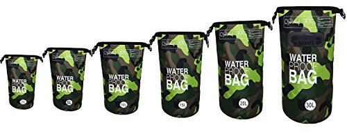 DonDon Dry Bag wasserdichte Tasche 2l, 5l, 10l, 15l, 20l, 30l Pack-Sack Beutel mit Schultergurt - Camouflage 5 Liter