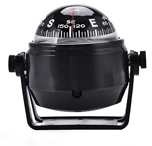 Focket Compas de Bateau, Balle pivotante Ajustable électronique Multi-usages Vision Nocturne Compass Navigation Marine Militaire Compass Voiture pour Bateau Camion Caravane, etc(Noir)