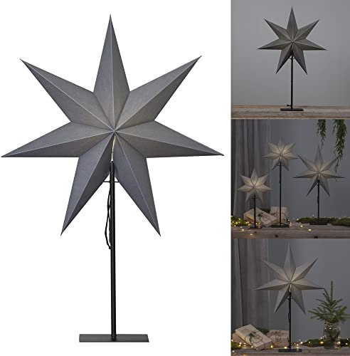 Weihnachtsstern beleuchtet stehend | Fensterstern mit Beleuchtung | Weihnachtsdeko Fenster Beleuchtet | Standleuchte Stern Weihnachten | Weihnachtsdeko Innen | Papierstern beleuchtet | Weihnachtslampe