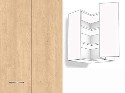 Premium-Ambiente YAF021 Hängeschrank Eckschrank 1-türig 2 Fachböden 60cm breit Montageschienen inklusive EURODEKOR®(Anschlag rechts, 21 Mandal Ahorn Natur)