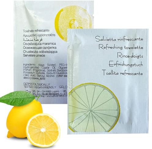 Palucart 1000 Lemon Wet Wipes 70 x 100mm Refreshing Wipes Fish Based Aperitif Wipe Clean Lemon Towel