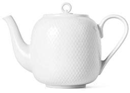 Lyngby Porcelæn Teekanne 1,9 l Rhombe klassisches Design Zeitlos, Weiss