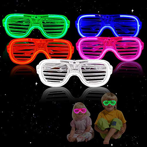 GUBOOM 5 LED Leuchtspielzeug Partyartikel, LED Brillen für Party, Leuchtspielzeug, Kindergeburtstag Gastgeschenke, Geburtstagsgeschenke, Blinkt Partyspielzeug für Weihnachten