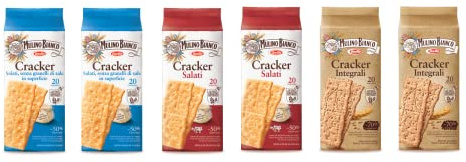 6x Mulino Bianco Testpaket Crackers Salati mit weniger Salzgehalt Vollkorn 500g
