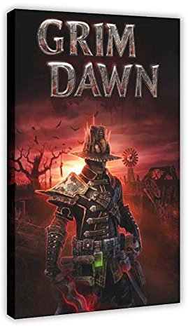 Game Poster Grim Dawn 1 Leinwand-Poster, Wandkunst, Deko, Bild, Gemälde für Wohnzimmer, Schlafzimmer, Dekoration, 50 x 75 cm, Rahmen:
