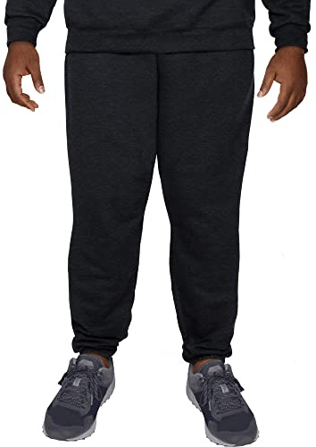 Fruit of the Loom Men's Big & Tall Eversoft Fleece Elastic Bottom Sweatpants with Pockets, Relaxed Fit, Moisture Wicking, Breathable, Black Heather, XX-Large