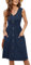 MOLERANI Sommerkleider für Damen für den Sommer, lässig, ärmellos, Knopfleiste, mittellanges Skaterkleid ((Marineblau, S)