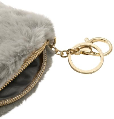 Draeger Paris | Geldbörse Plüsch Katze grau | Geldbörse sehr weich mit Schlüsselanhänger | Kosmetiktasche Bleistifte | Geschenkidee Mädchen Damen Kinder Erwachsene | Geschenk, grau, 12x9cm, geldbörse