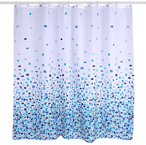 Wehome Duschvorhang oder Auskleidung, gestreift, Mosaik-Stil, wasserabweisend, 183 x 183 cm, Blau