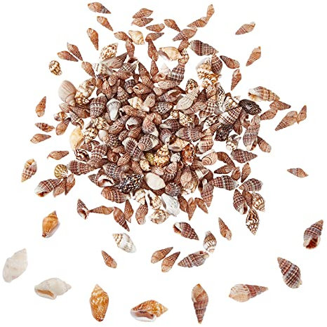 PH PandaHall Small Seashells, 260pcs 4 Styles Natural Spiral Shell Beads Undyed No Hole Miniature Shells for Resin Home Party Wedding Decor Fish Tank Glass Bottle Vase Filler Candle Making, 7~20mm