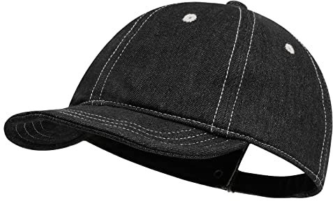 CLAPE Short Brim Baseball Cap Denim-Baumwolle Vintage Kappe Herren Damen Snapback Basecap Casual Sport Cappy Verstellbar Cycling Cap