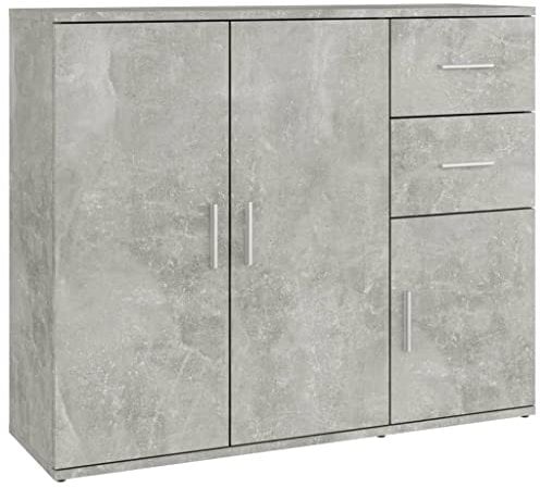 vidaXL Buffet, Armoire Latérale, Meuble de Rangement, Organisateur de Salon Salle de Séjour Intérieur, Moderne, Gris Béton Bois d'Ingénierie