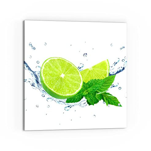 DEQORI Küchenrückwand Glas | Motiv Limette fällt ins Wasser | 60x60 cm | Bad- oder Herd-Rückwand | Herdblende Spritzschutz für Küche & Badezimmer | moderne Deko für Fliesenspiegel