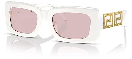 Versace Damen 314/5 rechteckige Sonnenbrille, weiß, 54-21-140 mm, Weiß