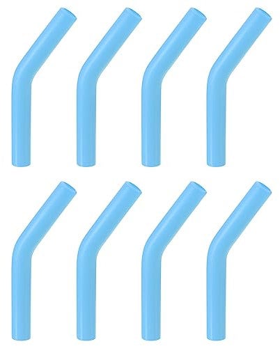 sourcing map 8pcs Silicone Straw Tips, Silicone Straw Elbows Tip, Soft Reusable Metal Straw Covers Fit for 6mm/0.24 OD Stainless Steel Straws, Sky Blue