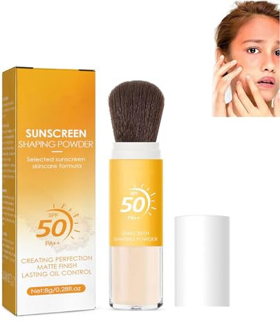 Poudre de fixation minérale solaire - Poudre minérale pour écran solaire - Fond de teint SPF 50 - Poudre de maquillage avec protection solaire, contrôle de l'huile - Finition mate naturelle