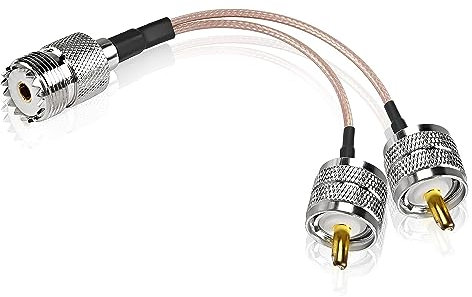 XMSJSIY UHF Female to Dual UHF Male Splitter Cable SO239 to PL-259 Extension Cord RG316 Coax Cable for HAM CB Radio Antenna-15CM/5.9inch (UHF Female to Dual UHF Male)