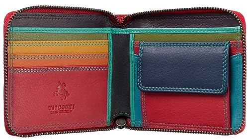 VISCONTI Spectrum Picasso Zip Around Leder Geldbörse RFID und Tap n Go SP29, Red Hawaii, Einheitsgröße, Modern