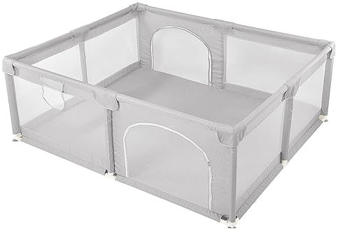 Belfoyer Laufstall Bebe, Spielplatz, ungiftig und sicher für Babys (150 x 200 cm, grau)