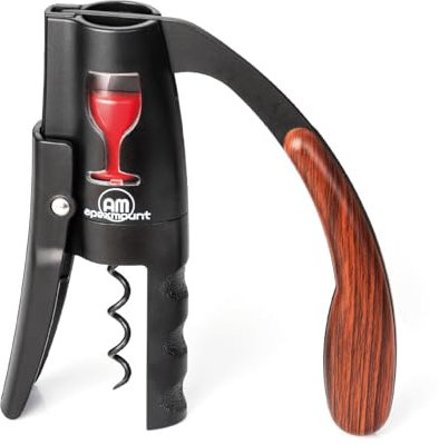 Apexmount Classic Vertical Lever Corkscrews, Dad Gift Wine Bottle Opener with Elegant Wood Grained Lever Free Foil Cutter