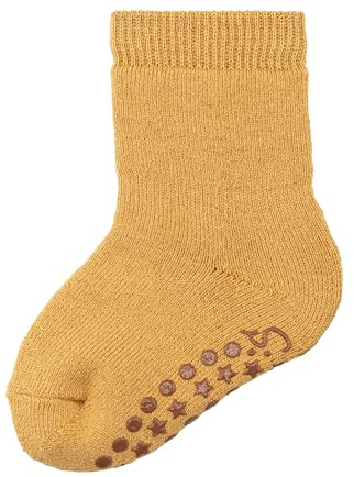 Sterntaler ABS Socken aus Wolle - Kinder Stoppersocken mit Innenfutter - ABS-Motiv auf Sohle - Krabbelsöckchen - Baby und Kinderstrümpfe, mattgelb, Größe 36