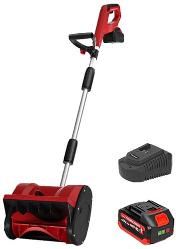 CYTBEK Spazzaneve a Batteria, Spazzaneve a Batteria da 12 Pollici 20V 4.0Ah per vialetto, Spazzaneve con Batteria e Impugnatura Regolabile, Spazzaneve Elettrico per sgombero vialetto
