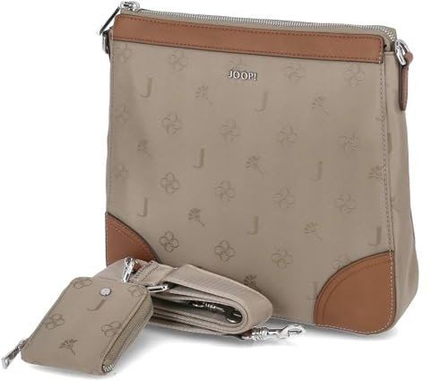 Joop! - Schultertasche in Mittelgroß, Umhängetasche für Damen in Beige mit Braunen Details, Maße 27 x 25 x 6 cm