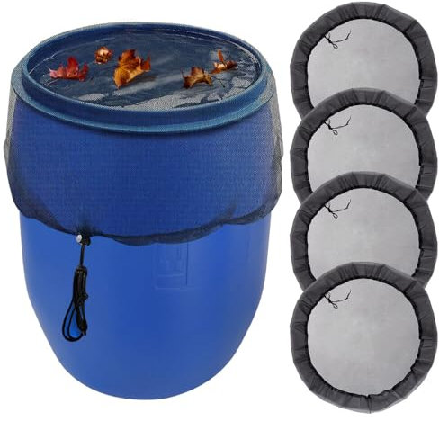 TGKYK Regentonnen Netz, 4 Stück Verstellbares Regentonnen Netz Regentonnenabdeckung, 95cm Durchmesser Regentonnennetz mit Gummizug, Regentonne Aabdeckung für Mücken/Mosquitos, Laub und Kleintiere
