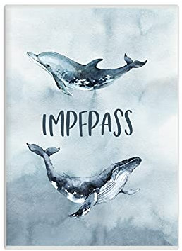 HIMMEL.HERZ.PAPIER® Impfpass Hülle 137 mm HÖHE (BITTE MESSE DEINEN IMPFPASS, Impfpässe sind nicht genormt!) Impfausweis Schutzhülle für Kinder und Erwachsene - Impfpasshülle Impfpassausweis - Ozean