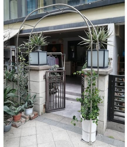 Stainless Steel Garden Arch Arbor - Outdoor Indoor Rose Arbor - Metal Archway For Climbing Planting Plant Stand In Garden Yard Outdoor(Size:1.2 * 2.3m(3.9 * 7.5ft))