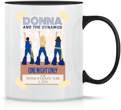 Donna And The Dynamos Mamma Mia Here We Go Again Klassische Keramik-Kaffeetasse Weiß Schwarz Rosa Magisch 330ml